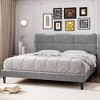 King Upholstered Bed Frame with Headboard, Grey Velvet Platform with Wood Slats, No Box Spring Needed, Noise-Free - 4 of 4