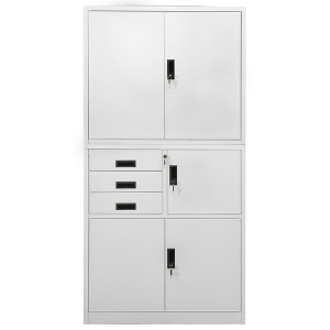 vidaXL Gray Steel Office Cabinet - Versatile Document Storage Solution with Adjustable Shelves and Locker - 35.4"x15.7"x70.9" - 1 of 4