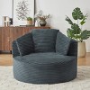 Modern Large Corduroy Bean Bag Chair for Adults, Round Armchair with Cushioned Backrest, Soft Lounge Seating for Living Room, Apartment – Koiai - 2 of 4