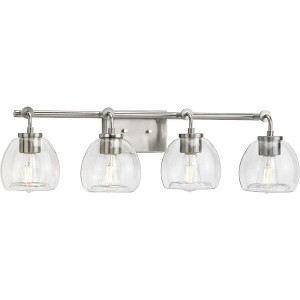 Progress Lighting Caisson 4-Light Bath Vanity Light, Brushed Nickel, Clear Glass Shades - 1 of 1