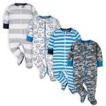 Onesies Brand Baby Boys' Long Sleeve Footed Sleepers, 4-pack