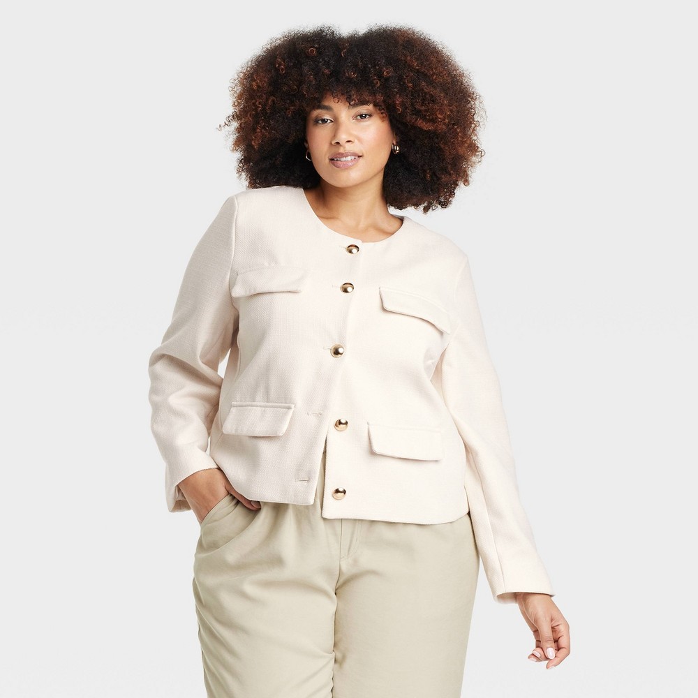 Women's Lady Jacket - A New Day™ Off-White 4X