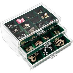 5-Drawer Acrylic Earring Organizer with Adjustable Velvet Trays, Clear Jewelry Storage Box for Women, Grey - 1 of 4