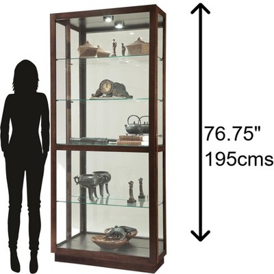 Espresso Brown Lighted Glass Curio Cabinet