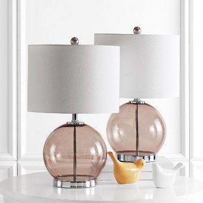 Lonni 22.5" Smoked Grey Glass Table Lamp Set with White Shade
