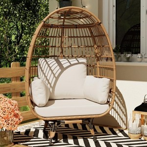 Acekool 360° Swivel Egg Chair with Cushions - Indoor/Outdoor Rattan Lounge Chair for Patio & Living Room - 1 of 4