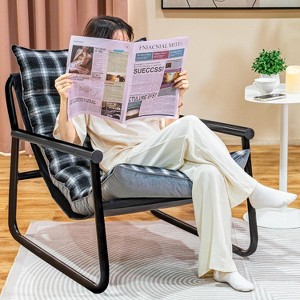 Hooseng Modern Accent Chair, Fluffy Living Room Chair with Removable Cushion, Armchair Chairs With Metal Frame for Bedroom Balcony Reading Room - 1 of 4