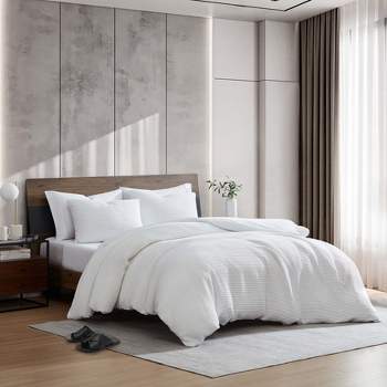 Kenneth Cole New York Textured Duvet Cover & Sham Sets (Solid Waffle-White)-King