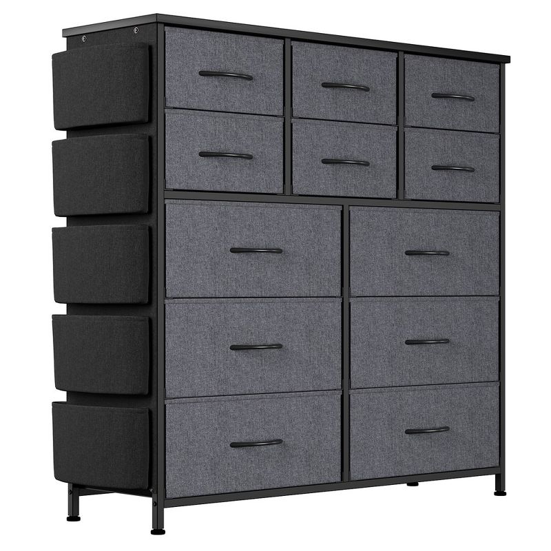 Trinity 12 Drawer Dresser for Bedroom,Tall Fabric Dresser with Side Pockets and Hooks, 4 of 5