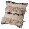 DEERLUX 16" Handwoven Cotton Throw Pillow Cover with Boho Design and Fringed Lines with Filler, Natural - 2 of 4