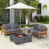 Christopher Knight Home Beate Outdoor Rustic Acacia Wood 2 Piece Sofa Set with Cushions and Open Slat Back - 2 of 4