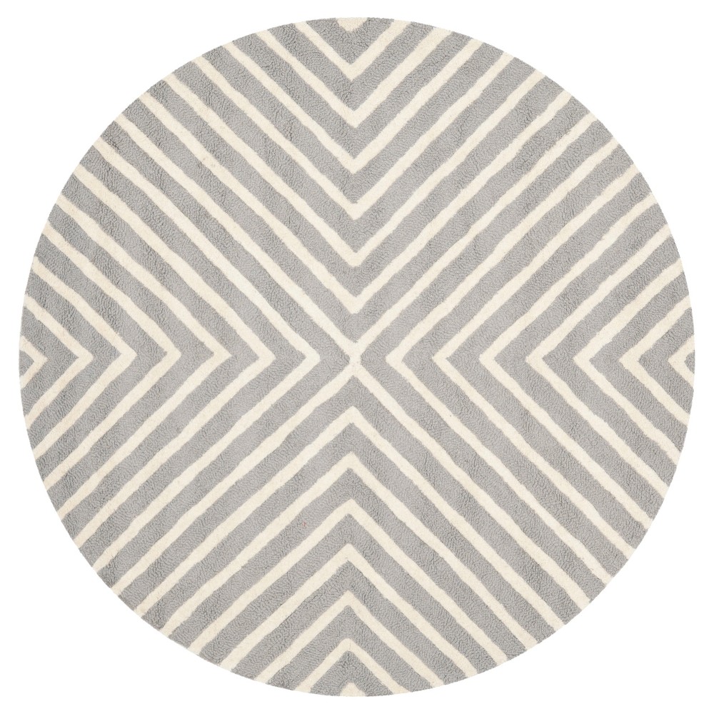 8' Geometric Area Rug Silver/Ivory - Safavieh