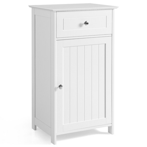 Costway Wooden 4 Drawer Bathroom Cabinet Storage Cupboard 2 Shelves Free  Standing White