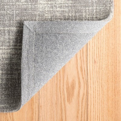 Hand Hooked Gray Wool Runner Rug with Ivory Accents, 2'5" x 8'