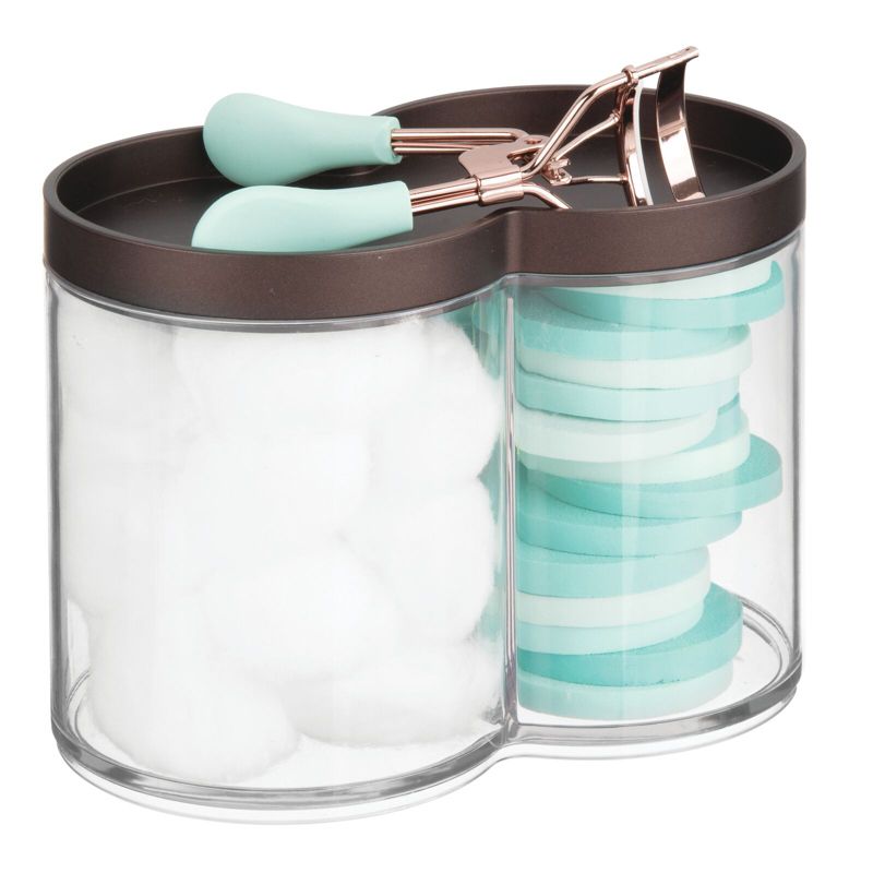 mDesign Plastic Dual Canister Jar Organizer Set with Storage Lid, 1 of 9