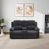 MAYEERTY Power Reclining Loveseat, Manual 2-Seat Fabric Recliner with Storage & Cup Holders for Living Room, Dark Grey - 2 of 4