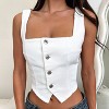 Womens Denim Bustier Front Button Down Denim Vest Sleeveless Y2K Cropped Denim Tops with Shirred Back Slim Fit Denim Tube Tops for Women - 3 of 4