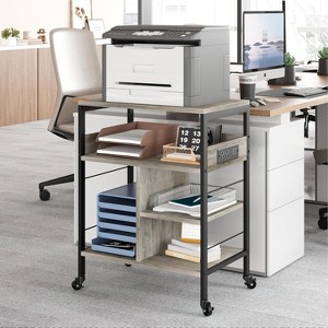 Large Printer Stand w/ Power Outlets & USB Ports, Mobile Rolling Cart w/ 4 Shelves, Storage for Home Office - 1 of 4