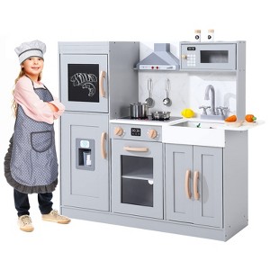 Kids Kitchen Playset, Wooden Chef Pretend Play Set with 20 PCS Cookware Accessories, Wooden Cookware Pretend - 1 of 4