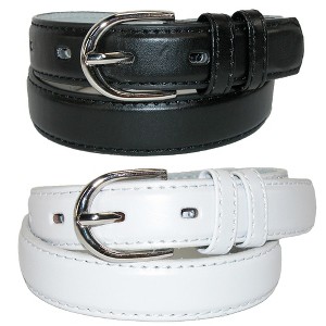 CTM Kid's Basic Leather Dress Belt (Pack of 2 Colors) - 1 of 4