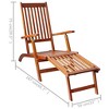 vidaXL Solid Acacia Wood Patio Deck Chair with Footrest and Cushion, Weather-Resistant, Outdoor and Indoor Use, Adjustable - 3 of 4