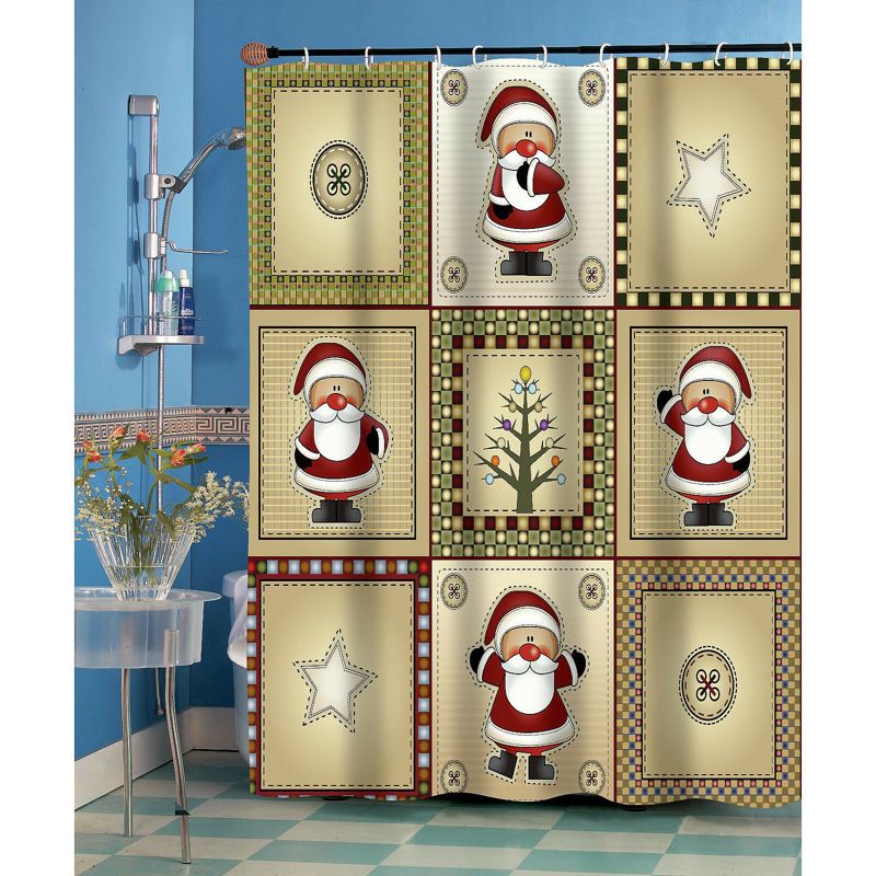 GoodGram Americana Country Christmas Santa Fabric Shower Curtain, 1 of 2