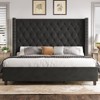 Bed Frame with 61.4" Headboard,Velvet Tufted and Handmade Pleat Deep Button - 4 of 4