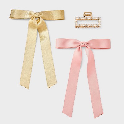 Claw Hair Clip and Bow Set 3 pk - A New Day™ Pink