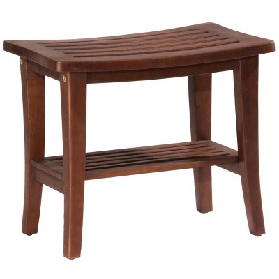 17.25" Preston Walnut Acacia Wood Shower Stool Walnut - Hillsdale Furniture