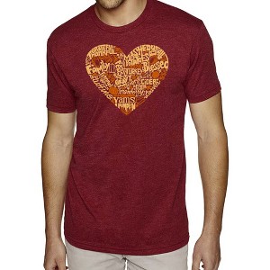 LA Pop Art Thanksgiving Heart - Men's Premium Blend Word Art T-Shirt - 1 of 4