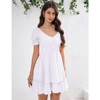 Coolmee Women's Ruffle Wrap Flowy Dress Puff Sleeve Flounce Short Sleeve A Line Mini Dress - 2 of 4
