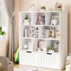 Kids Bookshelf with 8 Cubbies & 2 Movable Drawers, Multifunctional Toy Storage Organizer, White - 3 of 4