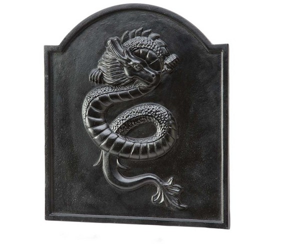 Cast Iron Fireback With Dragon Design - Plow & Hearth