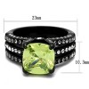 Slickblue Women’s Black Engagement Ring – Square Apple Green CZ & Three-Row Pave Accents, Stainless Steel, Sizes 5–10 - 2 of 4