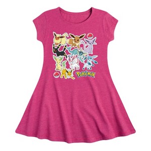 Girls' - Pokémon - Eevee Evolution Stickers Fit & Flair Cap Sleeve Dress - 1 of 3