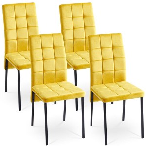 PAGED Set of 4  Velvet Dining Chairs with High Backrest & Golden Legs,Elegant Armless Chairs with Space-Saving Design for Kitchen,Living Room - 1 of 4