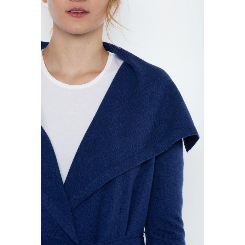 JENNIE LIU Women's 100% Pure Cashmere Long Sleeve Belted Cardigan Sweater, 2 of 5
