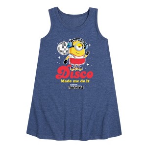 Girls' - Despicable Me Minions - Disco Made Me Do It Graphic Sleeveless Aline Dress - 1 of 4