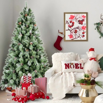 Artificial Trees Christmas with 1348 Branch Tips,Premium Frosted Pre-Decorated Artificial Holiday ,Home Decoration-Maison Boucle
