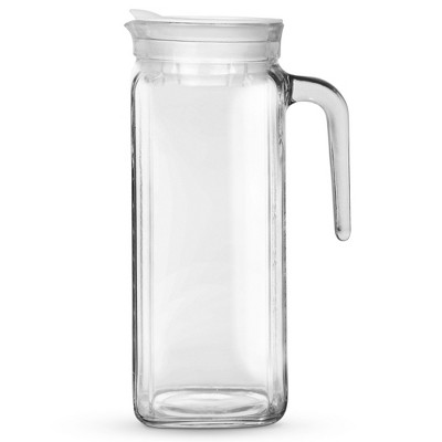 Amici Home Italian Igloo Quadra Glass Pitcher with Lid and Spout, Clear Glass Water Pitcher for Refrigerator, Carafe for Iced Tea, Juice, Milk, Brew
