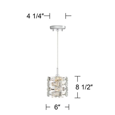 Crystal Rain Chrome Mini LED Pendant Light with Drum Shade