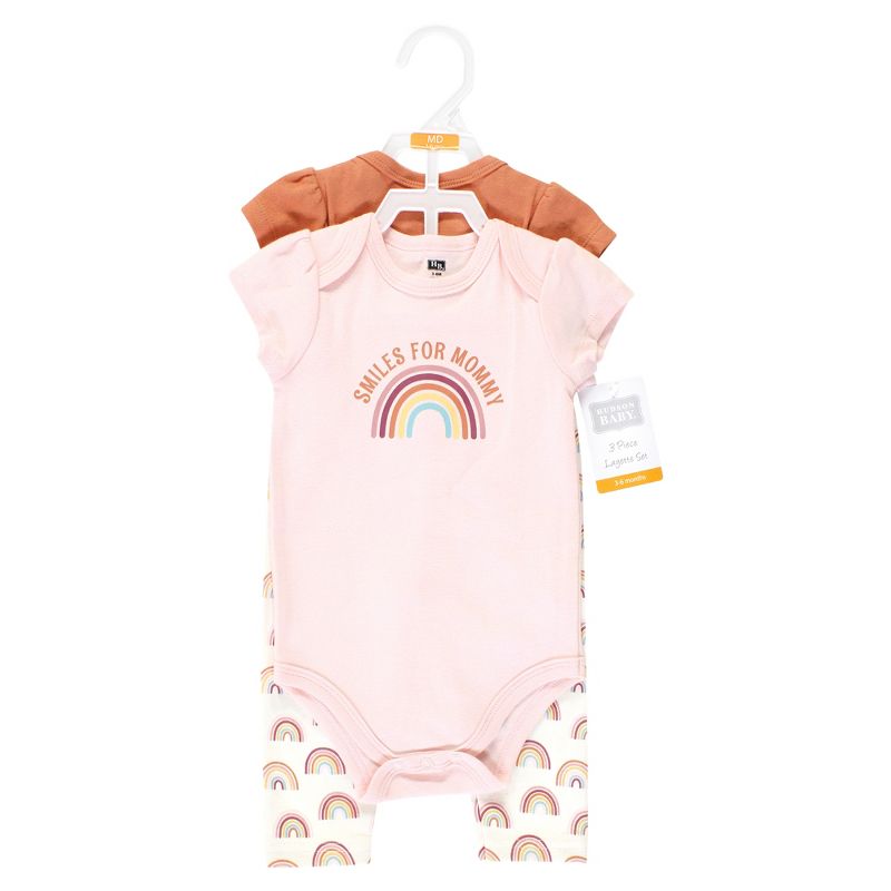 Hudson Baby Infant Girl Cotton Bodysuit and Pant Set, Sunshine Rainbows Short-Sleeve, 2 of 6