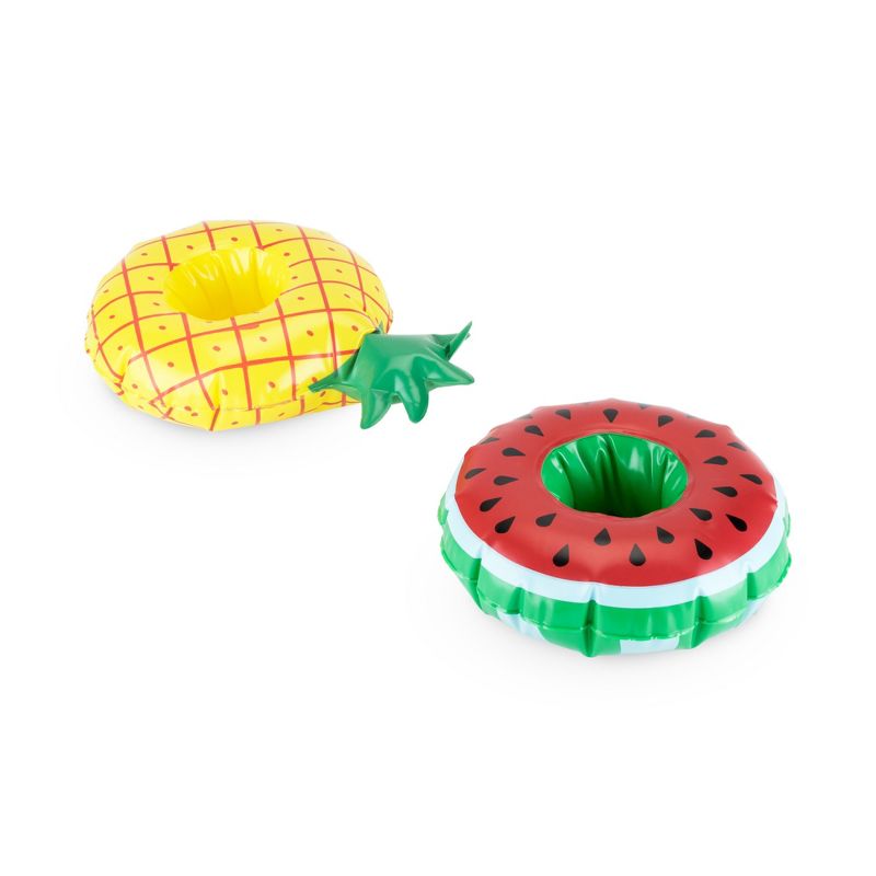 Blush Tutti Drink Floaties for Standard Cups and Cans, Pool Party or Beach Fruit Inflatables, Watermelon and Pineapple, Set of 2, 1 of 7