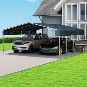 XBRIGH 12x20 Ft Carport, Heavy Duty Metal Car Port, All-Weather Protection, Easy Assembly for Cars, Trucks, Boats, Tractors, and Outdoor Storage - 1 of 4