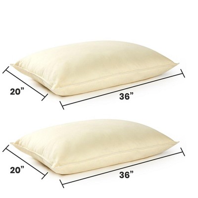 Set of 2 Yellow Organic Kapok Bed Pillows with Cotton Shell