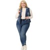 Agnes Orinda Women's Plus Size Denim Sleeveless Lapel Button Down Classics Waistcoat Jean Jackets - 3 of 4