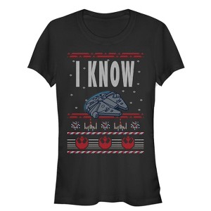 Juniors Womens Star Wars Christmas I Know Quote T-Shirt - 1 of 3