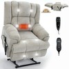 Chenille Dual Motor Power Lift Recliner Chair, 350 LBS Capacity, Infinite Position, Massage & Lumbar Heating, Electric Recliner with Remote Control - 3 of 4