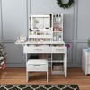 KTMBDW Vanity Desk with LED Mirror Lights and Charging Station, Makeup Dressing Table with 3 Drawers, 7 Shelves and Storage Stool for Bedroom - 2 of 4