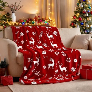 Lomsoe Christmas Throw Blanket, Deer Christmas Decorations Winter Warm Flannel Throw Blanket Farmhouse Holiday Xmas Blankets. - 1 of 4